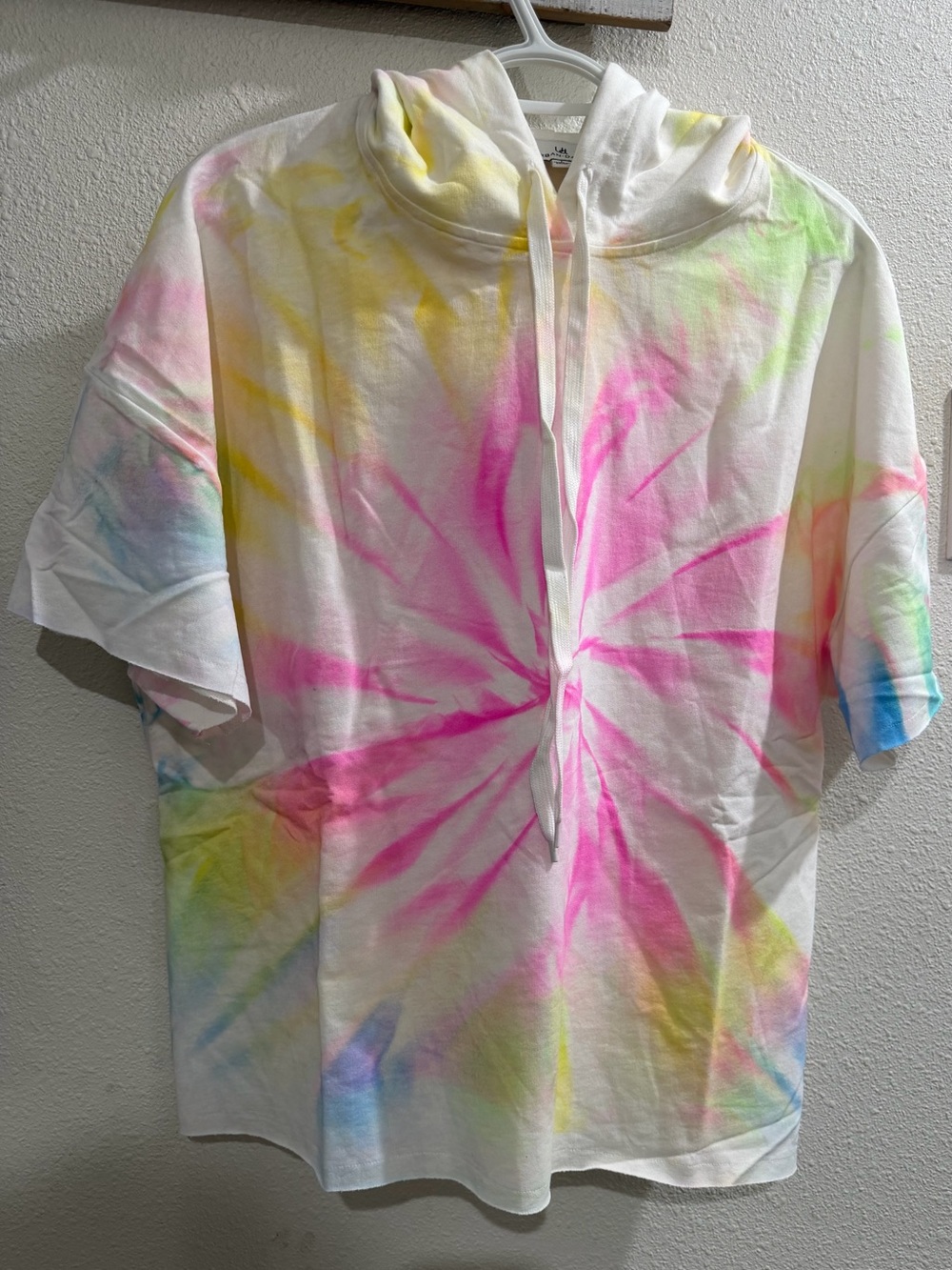 SET -Tie-Dye Short Sleeve Hoodie Top & Shorts Set - New